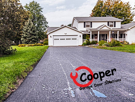 Two-car garage door fitted on a suburban Illinois house